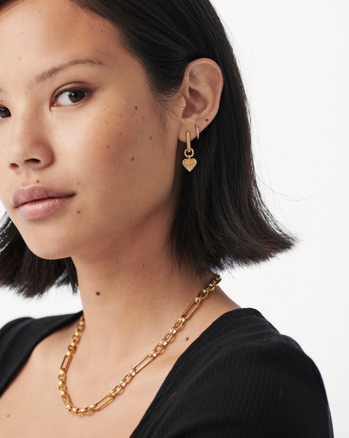 Ridge Heart Charm Earrings | 18ct Gold Plated Vermeil Earrings Missoma