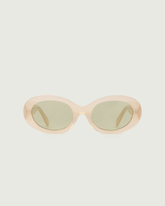 Sheer Apple::Rio Sunglasses round white acetate front