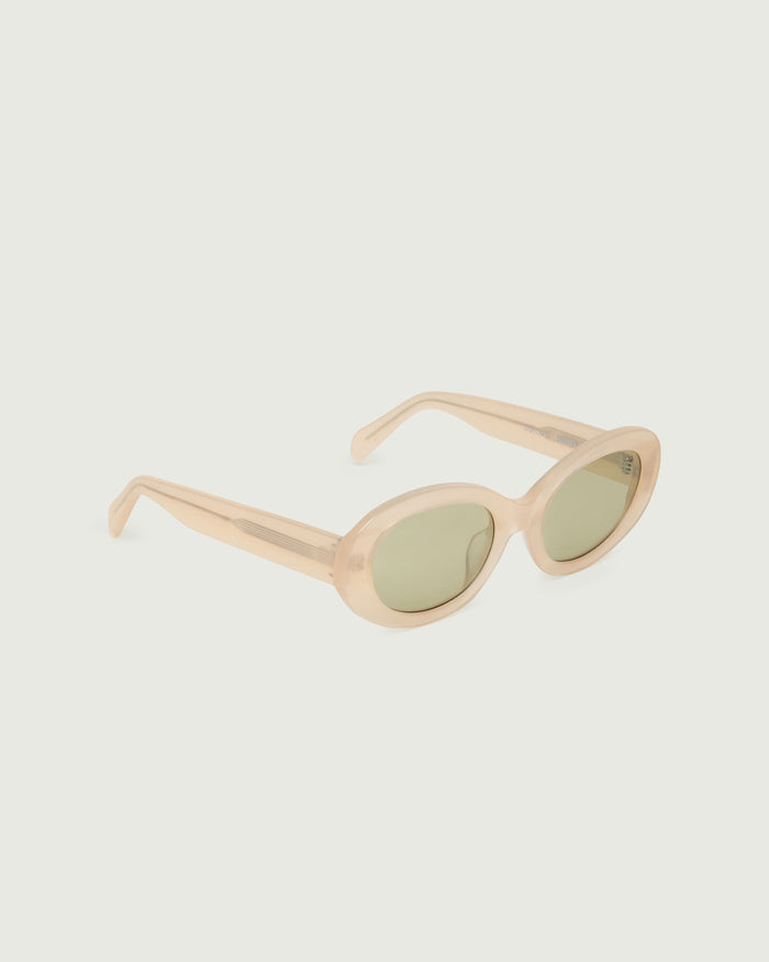 Sheer Apple::Rio Sunglasses round white acetate front diagonal