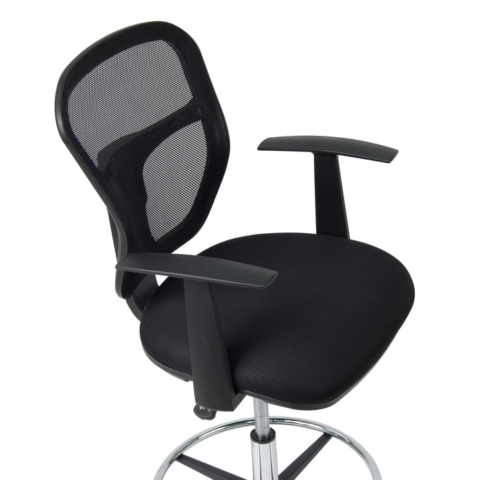 Riviera Drafting Work Chair with Foot Rest Ring - Adjustable Height Studio and Office Chair - Contoured Back Chair for Desk or Drafting Table Black 18620