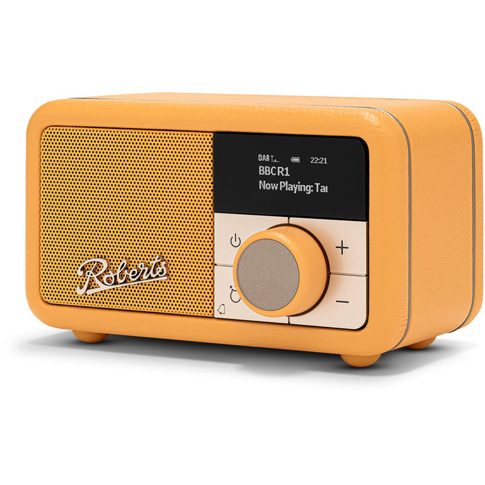 Roberts Revival Petite 2 DAB DAB+ Bluetooth Rechargeable Digital Radio Sunburst Yellow Sunburst Yellow