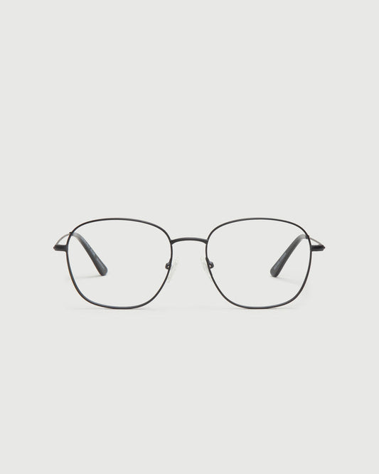 Charcoal::Roosevelt Wide Eyeglasses square black metal front