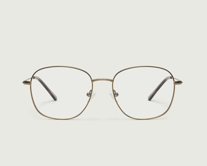Rye::Roosevelt Wide Eyeglasses square brown metal front