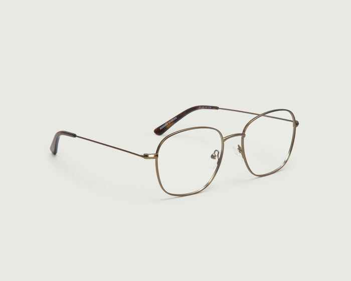 Rye::Roosevelt Wide Eyeglasses square brown metal front diagonal