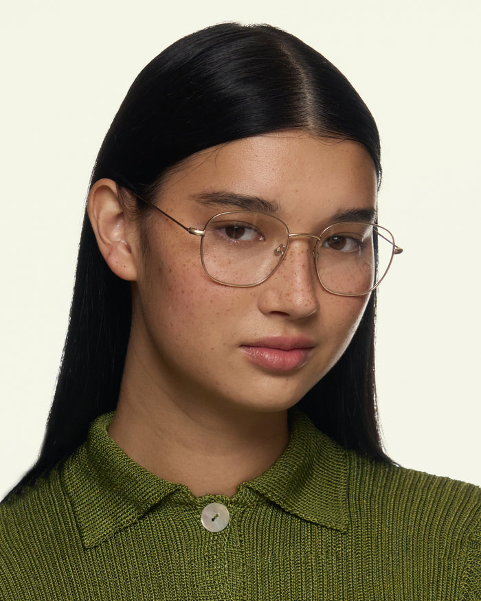 Tinsel::women Roosevelt Eyeglasses square gold metal mobile full image