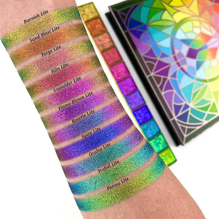 Arm swatches of Rosette Lite as well as the other Jewelled Lites on fair skin tone.
