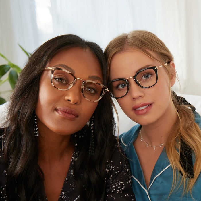 brunette in RUE - CREAM TORTOISE + CLEAR blonde in rue black