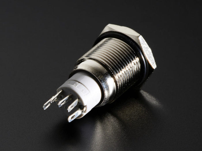 Rugged Metal On/Off Switch with Red LED Ring (16mm Red On/Off) by The Pi Hut - The Pi Hut