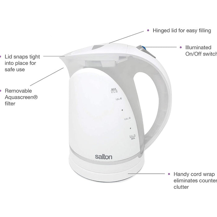 SALTON Cordless Electric Kettle, Water Boiler and Tea Heater - JK1648W