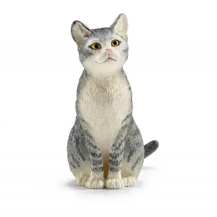 Schleich Sitting Gray Cat Toy Figure