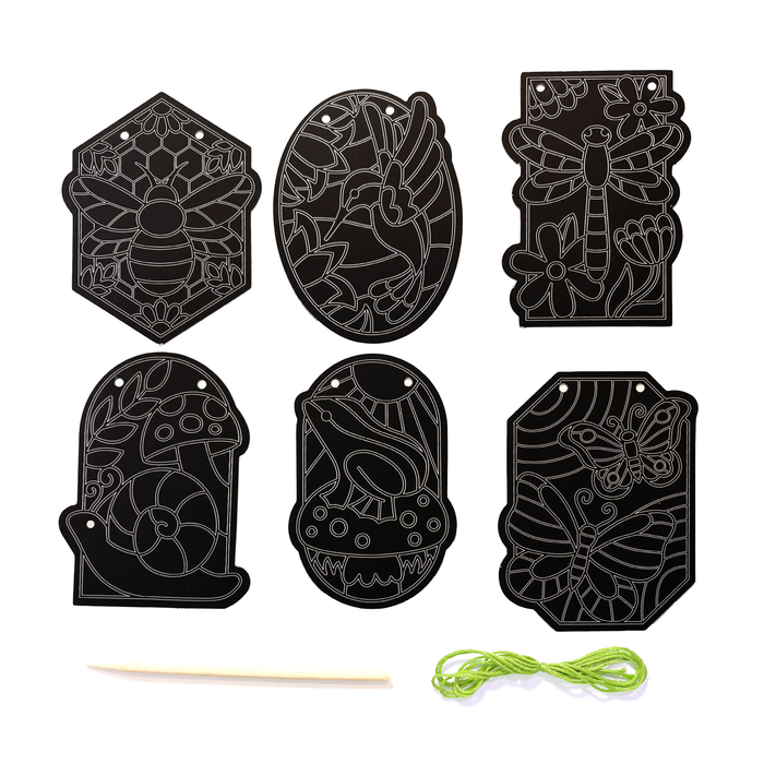 Scratch & Scribble Mini Window Banner Kit - Garden - 6 Cards