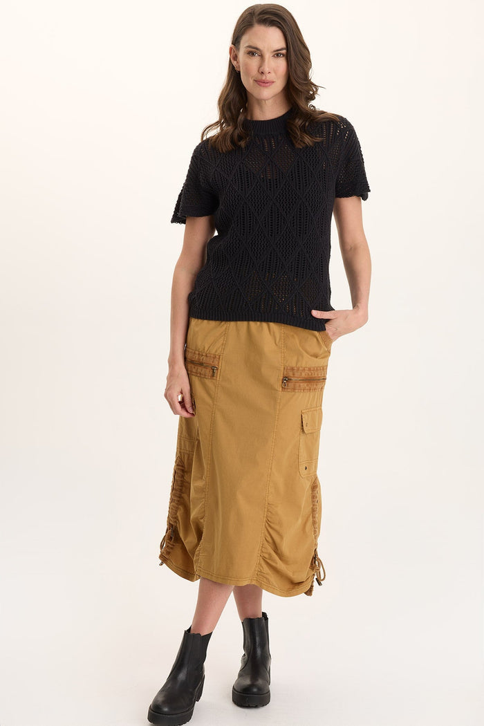 XCVI Shea Ruched Detail Cargo Midi Skirt