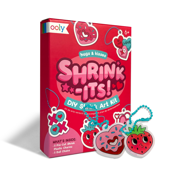 Quarter angle of OOLY Mini Shrink-Its! DIY Shrink Art Kit - Hugs & Kisses
