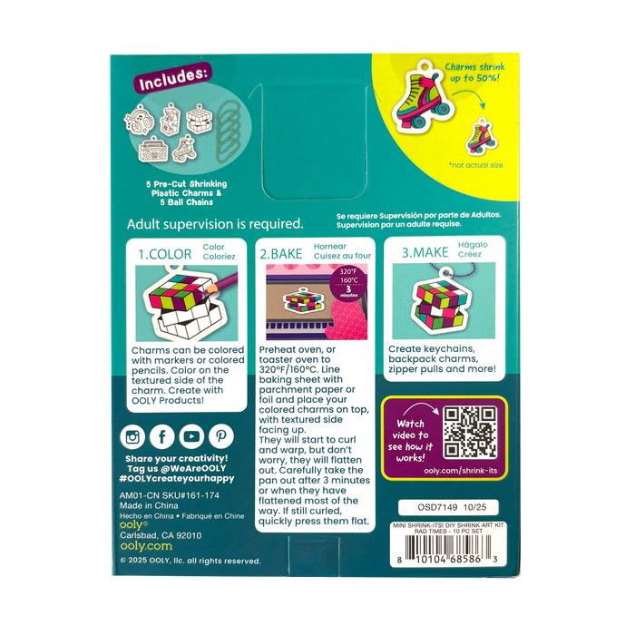 Shrink-Its! Mini DIY Shrink Art Kit - Rad Times - 5 Charms