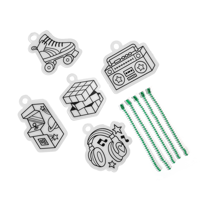 Shrink-Its! Mini DIY Shrink Art Kit - Rad Times - 5 Charms