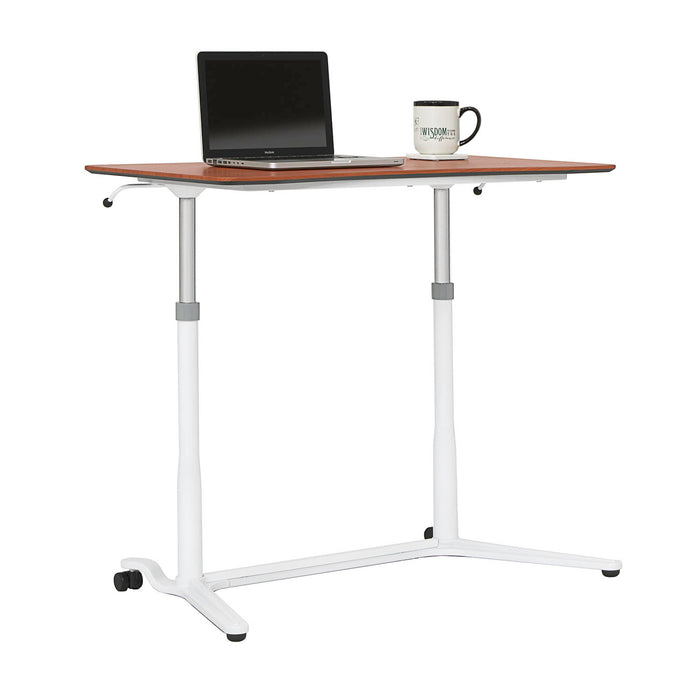 Sierra Height Adjustable Table Sit-to-Stand Desk with Wheels - White/Cherry - 51231