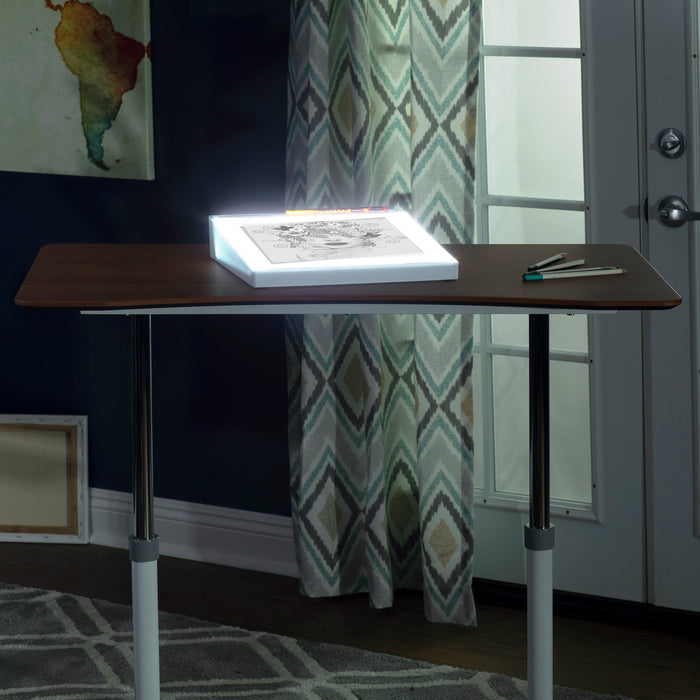 Sierra Height Adjustable Table Sit-to-Stand Desk with Wheels - White/Cherry - 51231