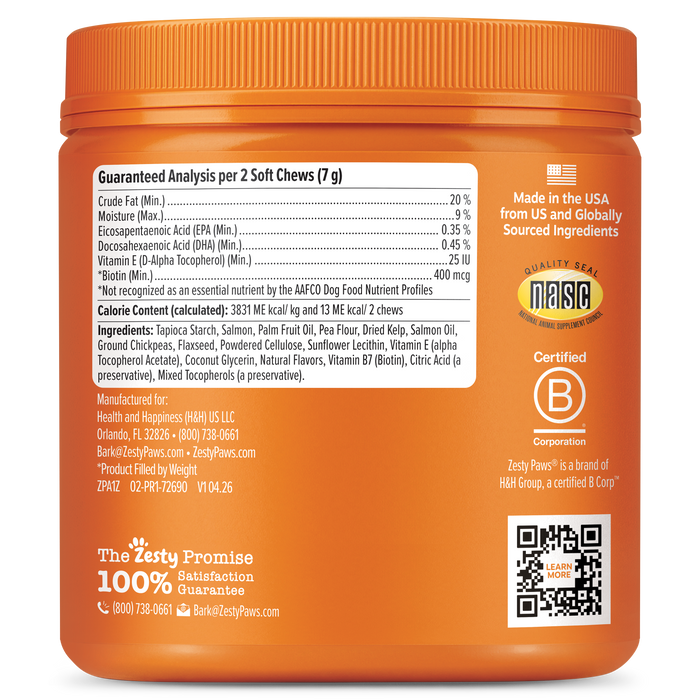Skin & Coat Bites + Salmon Oil Soft Chews for Dogs