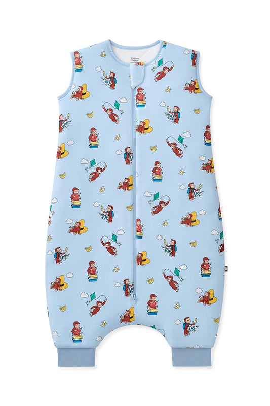 Blue Sleep Bag Walker in Curious George 2.5 print on a white background
