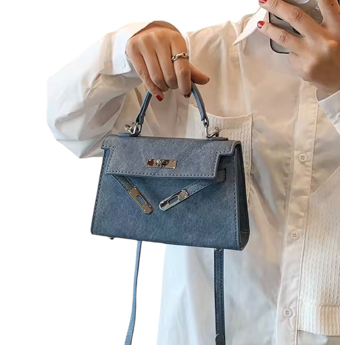 Small Denim Square Bag Travellers Hat Boutique
