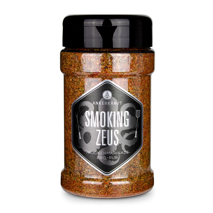 Ankerkraut Smoking Zeus im Gewürzstreuer vor weißem Hintergrund.