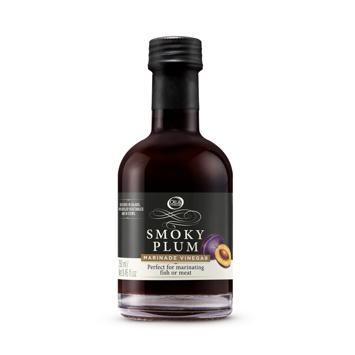 Bottle of smoky plum marinade vinegar