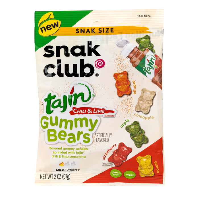 Snak Club Chili and Lime Gummy Bear Candy Peg Bag - 12 Count