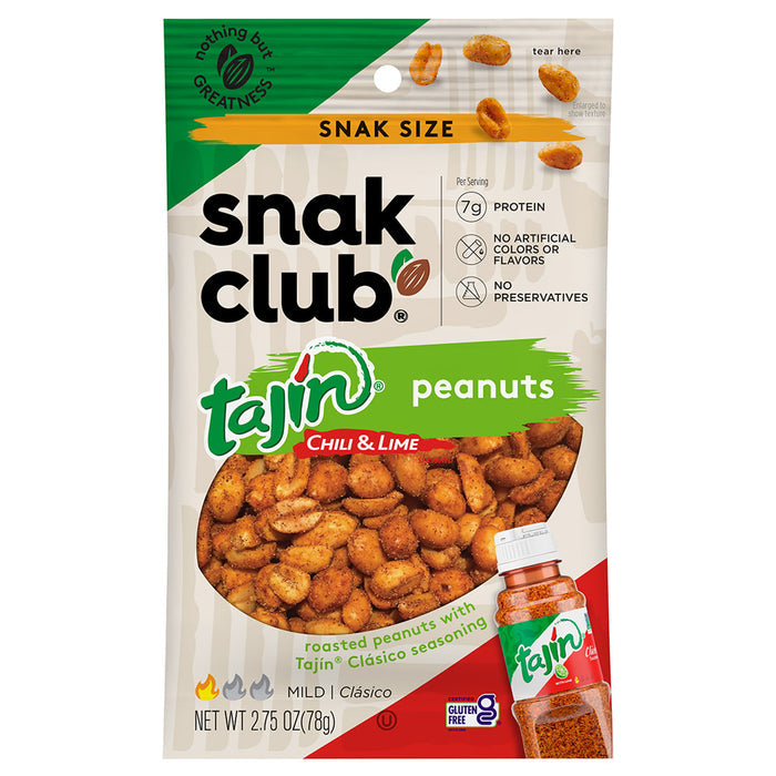 Snak Club Chili and Lime Peanuts Peg Bag - 12 Count