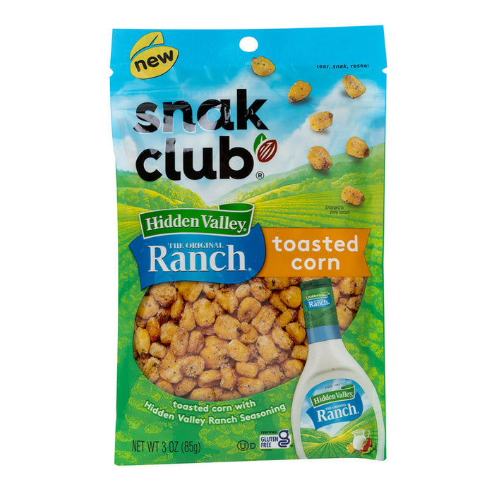 Snak Club Hidden Valley Ranch Toasted Corn Snacks Peg Bag - 6 Count
