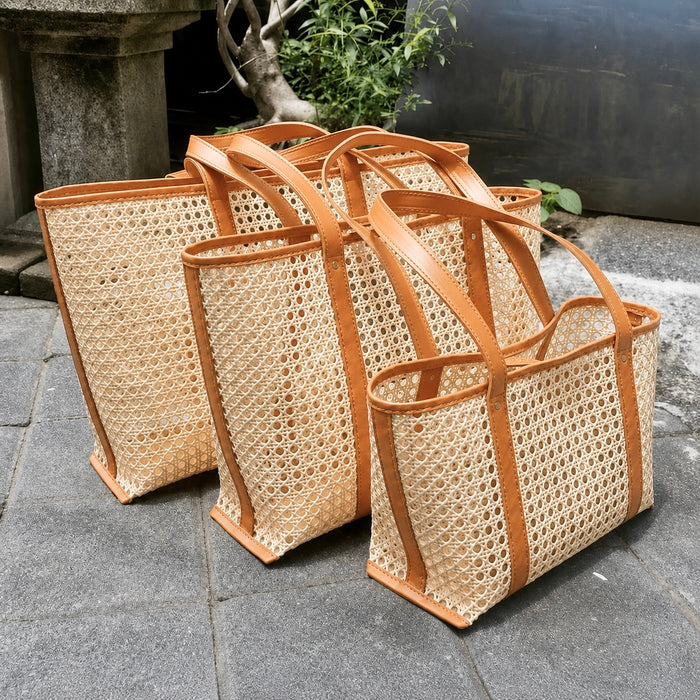 Solihiya Cane Genuine Leather Tote