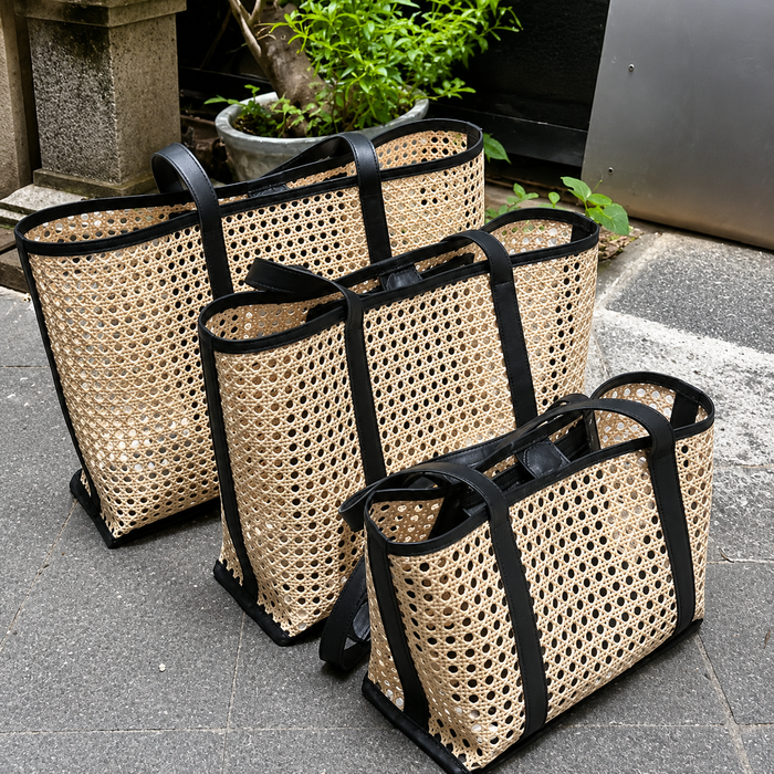 Solihiya Cane Genuine Leather Tote