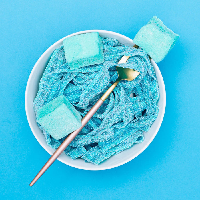 Extra sour blue raspberry gourmet marshmallows made by XO Marshmallow, viral candy-inspired handmade marshmallows