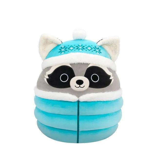 Squishmallow 8 Inch Galci the Raccoon with Puffer Jacket Christmas Plush Toy - Owl & Goose Gifts