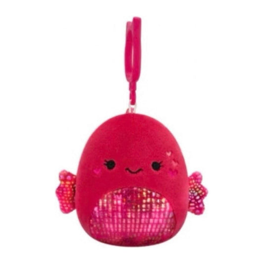 Squishmallow 3.5 Inch Barella the Betta Fish with Hearts Valentine Plush Clip