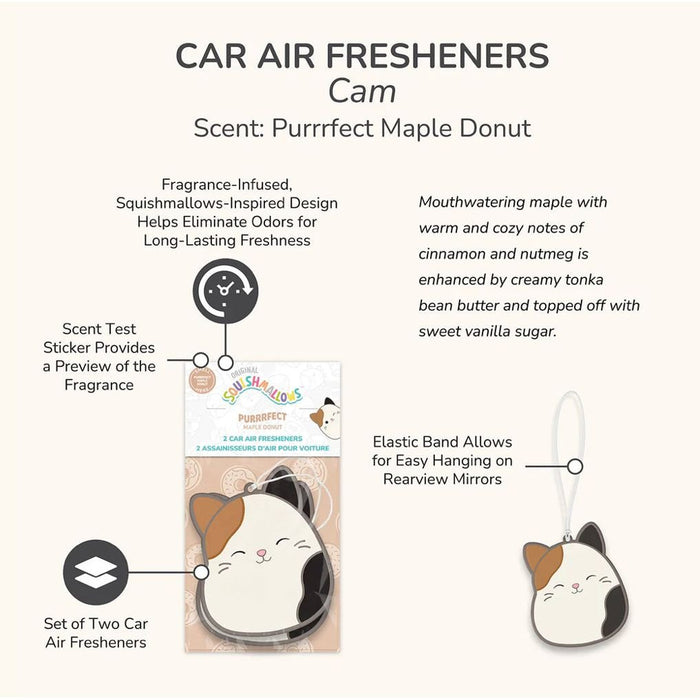Squishmallow Air Fresheners 2 Pack - Cam Purrrfect Maple Donut - Owl & Goose Gifts
