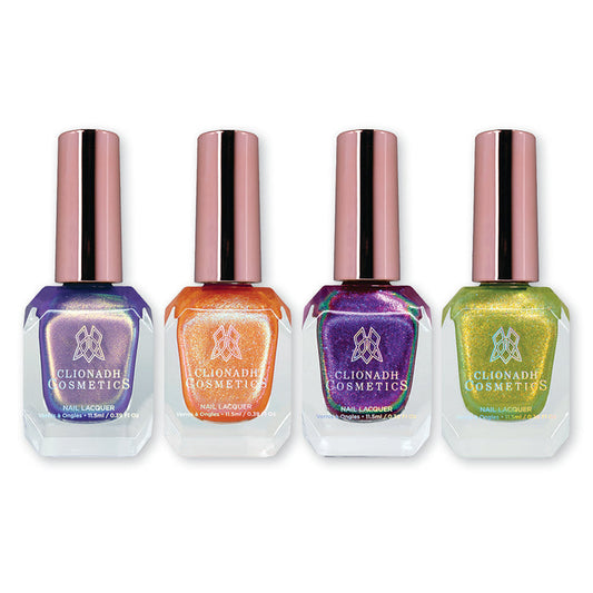 Four bottles of nail polish from the Stained Glass Collection Nail lacquer Bundle (6) on a white background.
