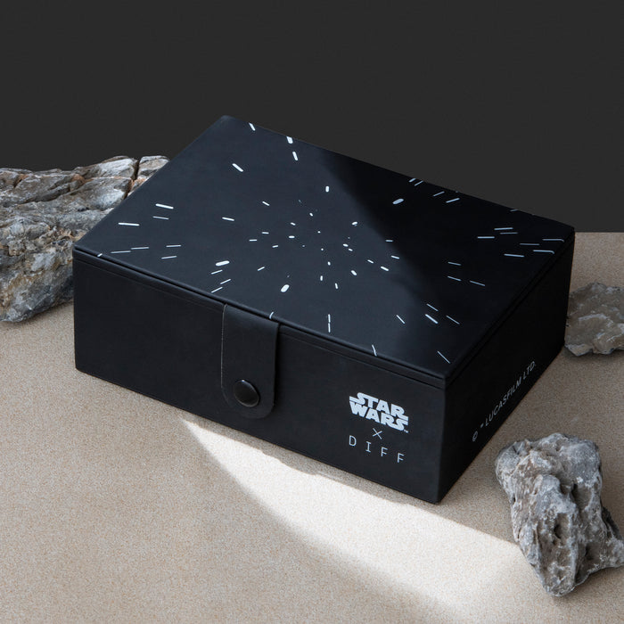 Star Wars Vanity case next to rocks