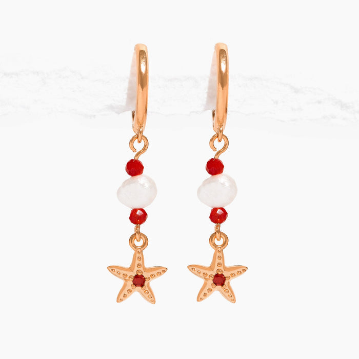 Starfish Beaded Dangle Hoops