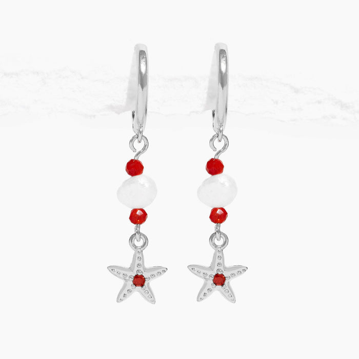 Starfish Beaded Dangle Hoops
