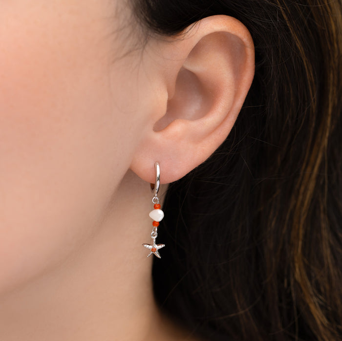 Starfish Beaded Dangle Hoops