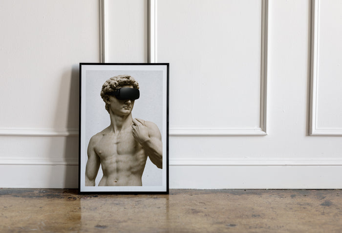 Statue with VR Headset – “New World Gaze” Poster