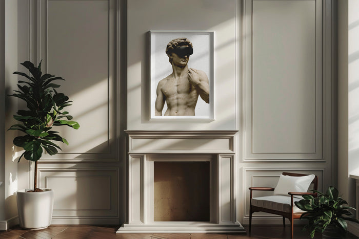 Statue with VR Headset – “New World Gaze” Poster