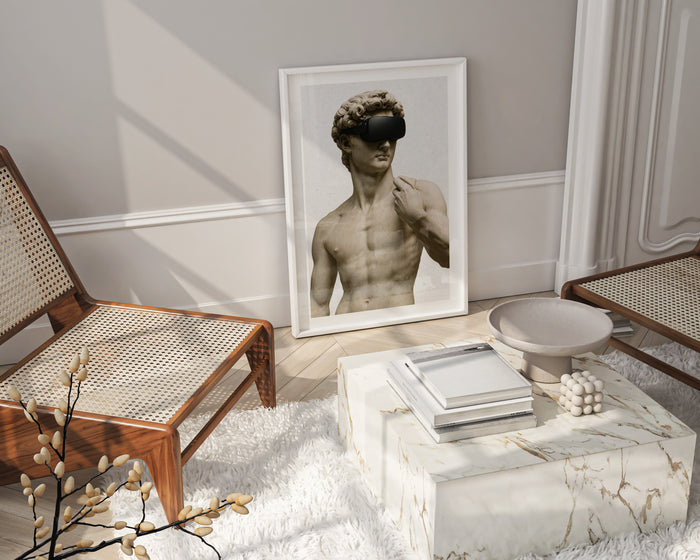 Statue with VR Headset – “New World Gaze” Poster