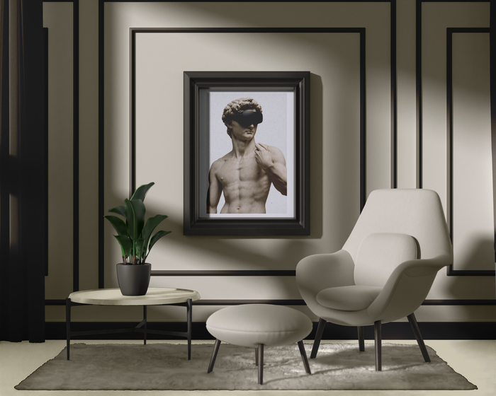 Statue with VR Headset – “New World Gaze” Poster