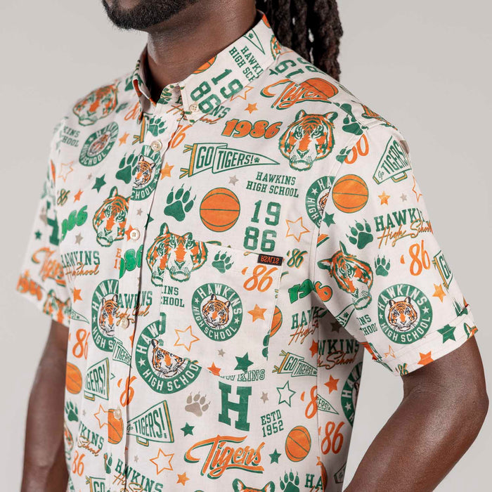RSVLTS Stranger Things Short Sleeve Shirt Stranger Things "Go Tigers!" – KUNUFLEX Short Sleeve Shirt Stranger Things "Go Tigers!" – KUNUFLEX Short Sleeve Shirt