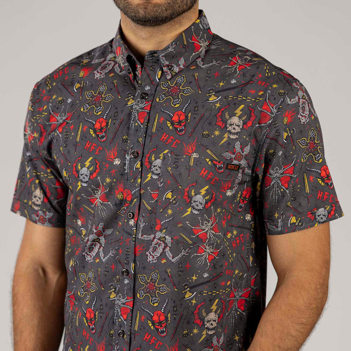 RSVLTS Stranger Things Short Sleeve Shirt Stranger Things "Hellfire Club" – KUNUFLEX Short Sleeve Shirt Stranger Things "Hellfire Club" – KUNUFLEX Short Sleeve Shirt