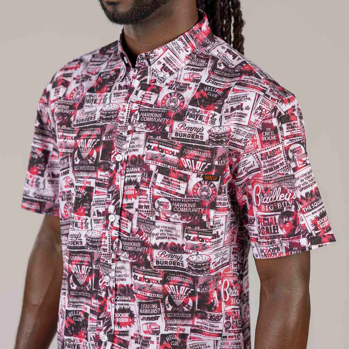 RSVLTS Stranger Things Short Sleeve Shirt Stranger Things "The Hawkins Post" – KUNUFLEX Short Sleeve Shirt Stranger Things "The Hawkins Post" – KUNUFLEX Short Sleeve Shirt