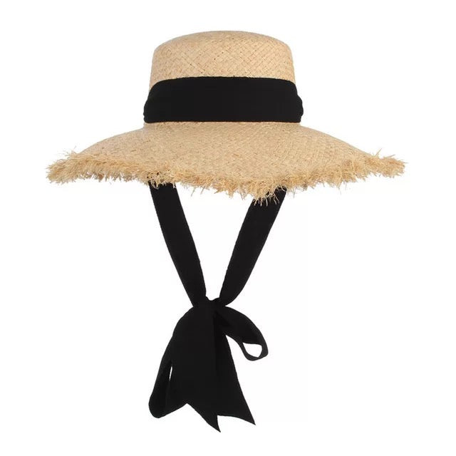 Straw Hat with Lace Tie - Travellers Hat Boutique