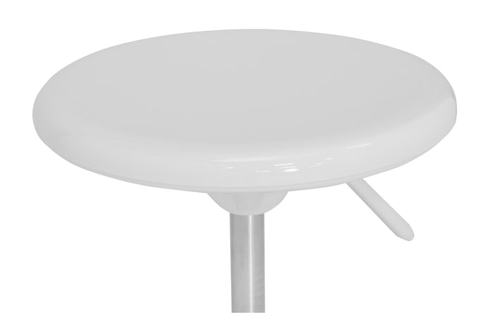 Studio Modern Height Adjustable Stool with Casters and Foot Ring (18"-24" High) -Chrome/White 13178