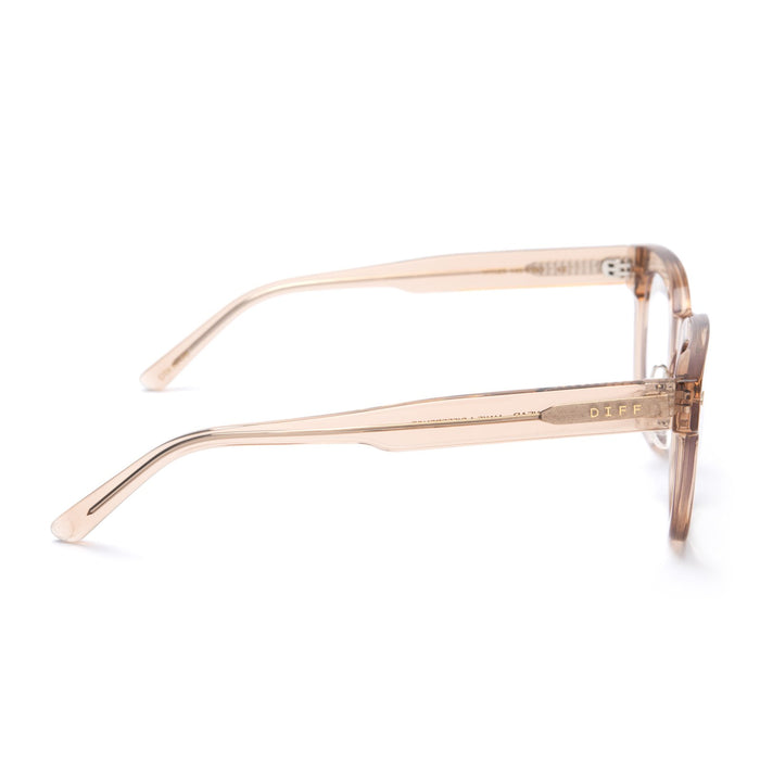 Summer prescription glasses with vintage crystal frames and clear lens side view